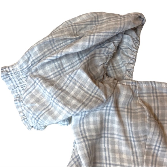 Abercrombie & Fitch Blue and White Plaid Square Neck Top - Picture 4 of 6